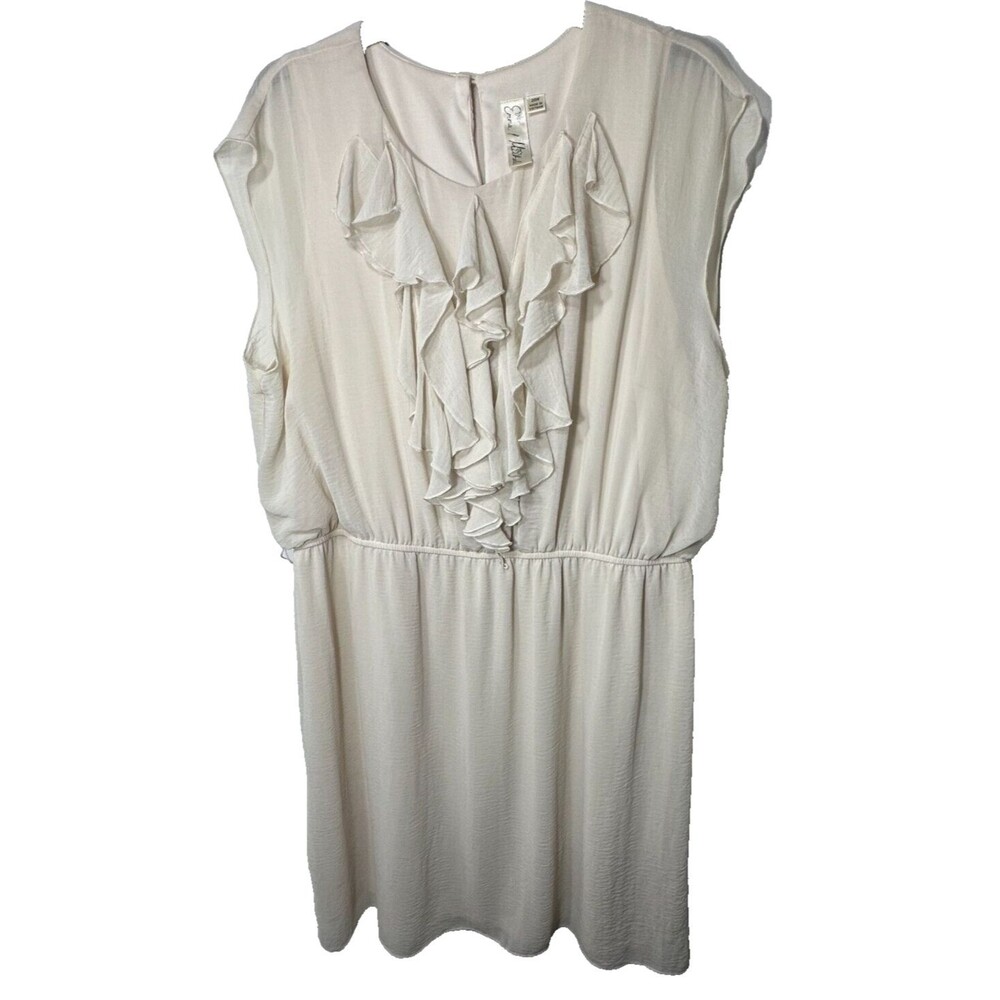 Emma & Michele Dress Size 20W Ruffle Front Belted Lined Classy Polyester